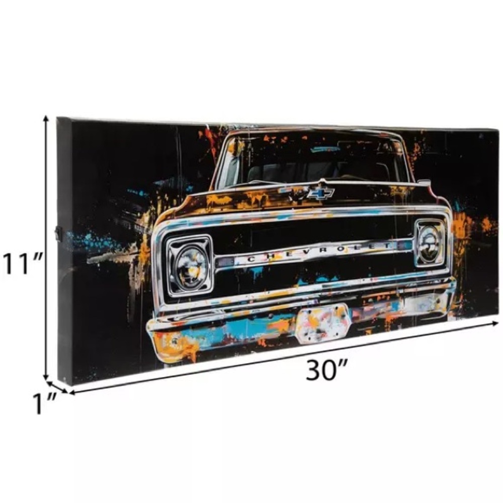 Paint Splatter Chevy Truck Light Up Canvas Wall Decor - Picture 2 of 3